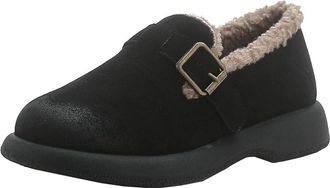 Generic Women winter snow boots with plush warm cotton shoes for outdoor sports and leisure comfortable round toe short boots (black,5.5)