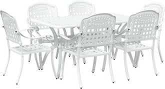 vidaXL Garden Dining Set 7 pcs White Aluminium vidaXL