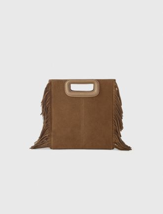Maje Fringed M Bag In Suede - Camel - Maje