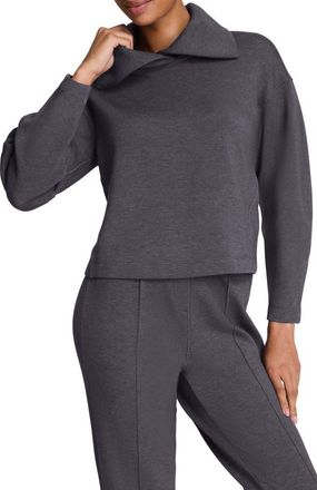 Spanx AirEssentials Brushed Collar Sweatshirt in Heather Storm at Nordstrom Rack, Size X-Large