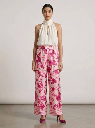 Glam Wide Leg Pull On Pants In Fuchsia