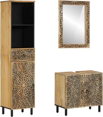 vidaXL Conjunto De Muebles De Ba&ntilde;o 3 Piezas Madera Maciza De Mango Vidaxl