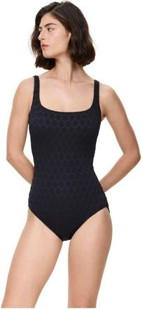 Gottex Chained Reaction Textured Square Neck One Piece in Black at Nordstrom, Size 18