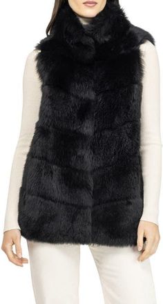 Gorski Genuine Shearling Vest, Reversible in Black/black at Nordstrom, Size X-Small