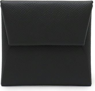Hermès Black Gray Epsom Leather Coin Purse/Coin Case (Pre-Owned)
