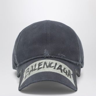Balenciaga Black Washed Effect Masking Tape Cap
