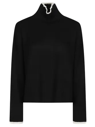 Pinko Black Falkland Turtle Neck Wool-Blend Turtleneck