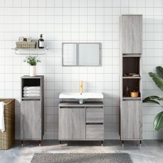 vidaXL Armario De Ba&ntilde;o Madera Contrachapada Gris Sonoma 30x30x190 Cm Vidaxl