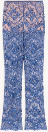 Valentino Pantaloni In Pizzo Ricamati Donna BLU 40