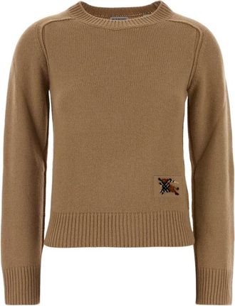 Burberry Wol blend trui - Dames - Ronde hals truien - Beige - S - Wol - Truien & Vesten