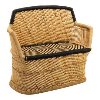 Wanderlust Deco Sof&aacute; de 2 plazas de bamb&uacute; marr&oacute;n 103x46x90