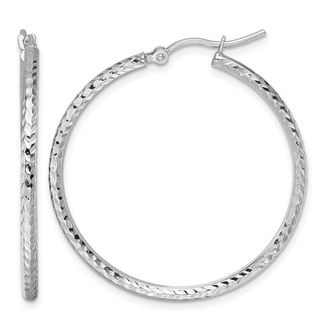 Diamond2Deal 10k Gold Diamond-cut 2mm Round Tube Hoop Earrings