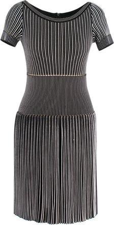 Alaia Black & White Striped Knit Skater Dress Size M