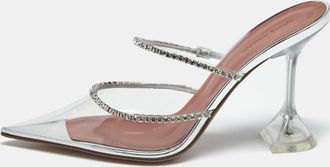 Amina Muaddi Transparent Pvc Crystal Embellished Gilda Mules