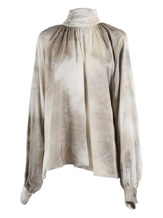 Ballantyne high-neck tie-dye blouse - women - Cellulose - 44 - Grey