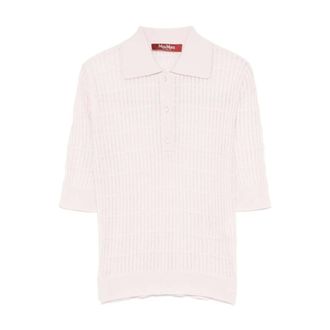 Max Mara Polo Shirts, female, Pink, Size: S Ribbed Polo Shirt