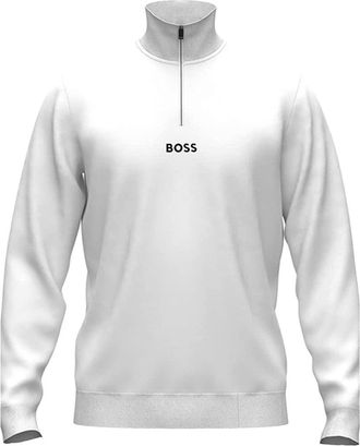 HUGO BOSS Mens White Sweat 1 Half Zip Sweatshirt