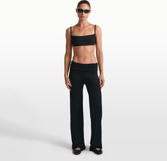 Nike Womens SKIMS Stretch Knit Wide-Leg Pants in Black | PTLEG10176W-OBD