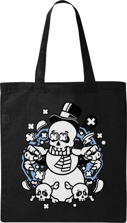 Generic Skull Snowman Cute Winter Snow Art Natural Ecological Cotton Tote Bag Black