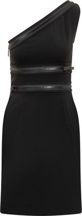 Dsquared2 Black One Shoulder Midi Dress