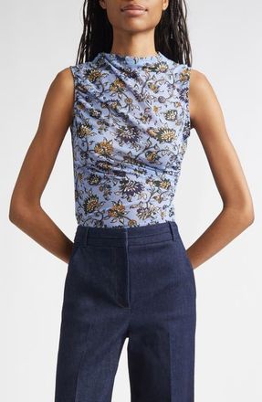 Veronica Beard Sylviani Print Sleeveless Top in Ice Blue Multi at Nordstrom, Size Small