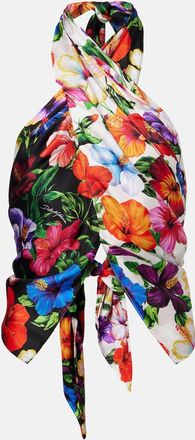 Dolce & Gabbana Floral scarf-detail silk top