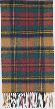 Barbour Sciarpa in misto lana e cashmere con motivo tartan e bordi sfrangiati