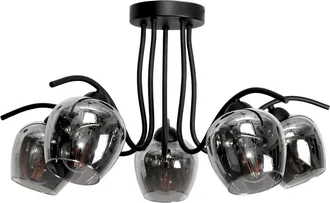 OEM L&aacute;mpara De Techo Colgante, Negra, Pantalla De Cristal, Grafito, 15-340 Rufi Gris