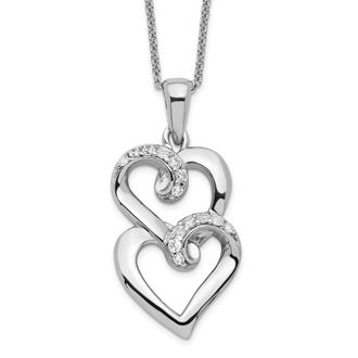 Diamond2Deal Sterling Silver Cubic Zirconia To My Sister Heart Necklace