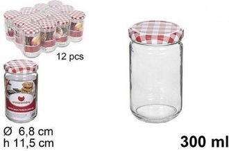 Trade Shop Trade Shop - Set 12 Pz Contenitore Barattolo In Vetro Con Coperchio Barattolini 300ml 114653