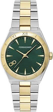 Ferragamo Vega Upper East Quartz Green Dial Ladies Watch SFZB00324