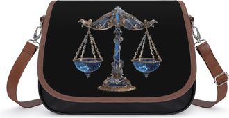 Generic Libra Zodiac Sign Crossbody Bag Womens Handbag PU Message Bags Shoulder Purse with Adjustable Strap