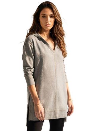 Roaman's French Terry Tunic Hoodie in Medium Heather Grey at Nordstrom, Size 16