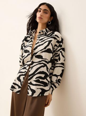 Ichi Womens Linen-blend shirt