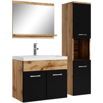Badplaats Badplaats - Mobile da bagno Montreal 60cm Rovere con Nero Opaco - armadio mobiletto lavabo