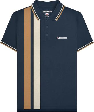 Lambretta Heren SS25 Verticaal Gestreept Poloshirt (Marine)
