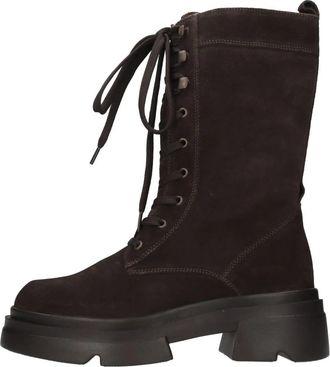 Emanuelle Vee Su&egrave;de enkellaarsjes - Dames - Veterlaarzen - Bruin - 41 EU - Su&egrave;de - Schoenen