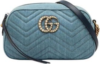 Gucci Pre-owned Cross Body Bags, female, Blue, Size: ONE SIZE Pre-owned Denim Crossbody Bag