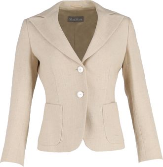 Max Mara Pre-owned Womens Max Blazer in Beige Linen - Size Large