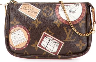 Louis Vuitton Pre-owned Womens Mini Pochette Accessories Printed - Dark Brown Textile - One Size