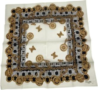 Celine Pre-owned Scarves, female, Beige, Size: ONE SIZE Pre-owned Vintage Silk Scarf