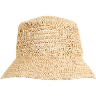 Bruno Magli Straw Crochet Bucket Hat in Natural at Nordstrom Rack
