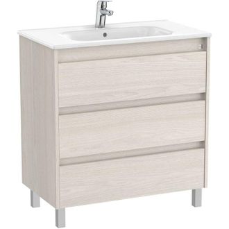 Roca Roca - Pack Unik mueble de 3 cajones + lavabo tenet Color: Nogal - Medidas: 685x460x740 mm