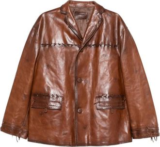 Prada Braided-trim Leather Jacket