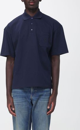 Saint Laurent Polo relaxed fit in cotone con tasca a toppa e logo tono su tono