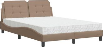 vidaXL Vidaxl - Cama Con Colch&oacute;n Cuero Sint&eacute;tico Capuchino 120x200 Cm