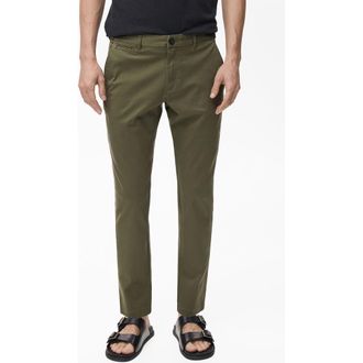 Mango Prato Crop Tapered Stretch Cotton Chinos in Khaki Green at Nordstrom Rack, Size 34