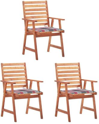 vidaXL Vidaxl - Sillas Comedor De Jard&iacute;n 3 Uds Madera Maciza Acacia Y Cojines