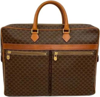 Celine Pre-owned Macadam Leren Aktetas - Dames - Vintage Handtas - Bruin - ONE Size - Leer - Vintage