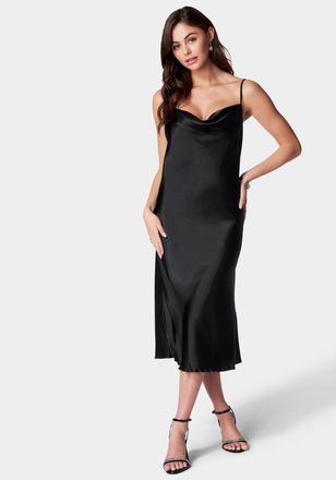 Bebe Womens Satin Midi Slip Dress